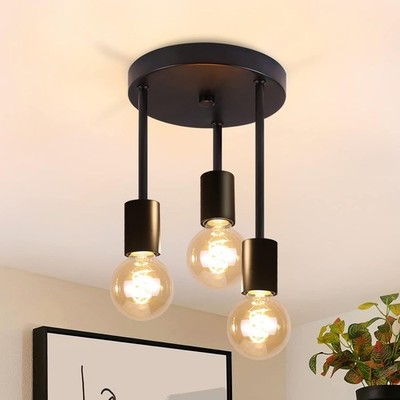Vintage Deckenleuchte Schwarz 3-flammig E27 Industrieller Spotlight Retro Stil