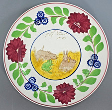 ANTIQUE STAFFORDSHIRE SPATTERWARE RABBITWARE CHARGER PLATE 9.25? c1910