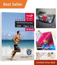 Koala Ultra 5x7 Satin Photo Paper - 25 Sheets, Water-Resistant Quality