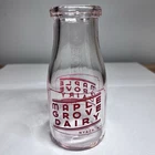 Vintage Maple Grove Dairy Half Pint Milk Bottle Nyack NY Red Pyro Glass