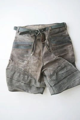 Kurze Lederhose 50er extrem sterrig verspeckt und defekt Rindsleder grau Gr.48 - Bild 1 von 4