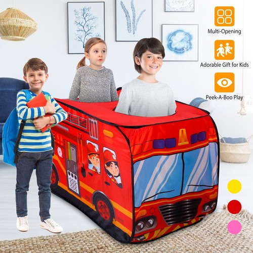 Kids Pop Up Play Tent Foldable Fire Truck Tent In/Outdoor Playhouse w/ Carry Bag - Picture 8 of 8