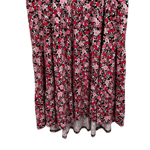 Tommy Hilfiger Floral Midi High Low Hem Knit Dress Pink/Black Size XL NWT - Picture 4 of 8