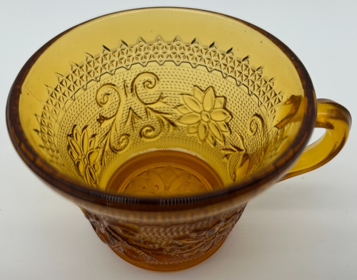 Indiana Glass Tiara Sandwich Amber 3 Punch Cup Lot ~USED~ Cut Glass - Picture 9 of 10