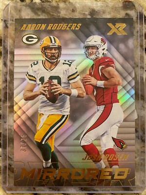 2018 JOSH ROSEN AARON RODGERS Panini XR Mirrored 37/75 #M-6 Rookie Packers