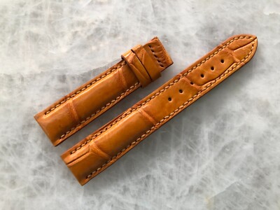 18mm/16mm Cognac Alligator Crocodile Embossed Leather Watch Strap Band