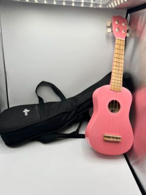 Bubblegum Pink Ukulele Gear 4 Musik gepolsterte Tragetasche gebrauchtes Instrument