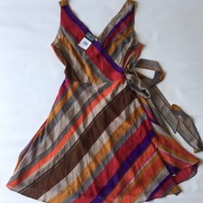 Ralph Lauren Womens Chiffon Striped Wrap Dress - Size 4- NWT