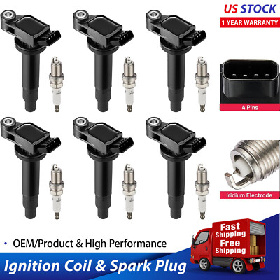 6X Ignition Coil + 6X Spark Plug for 2001-2006 Toyota Sienna 3.0L/3.3L UF267