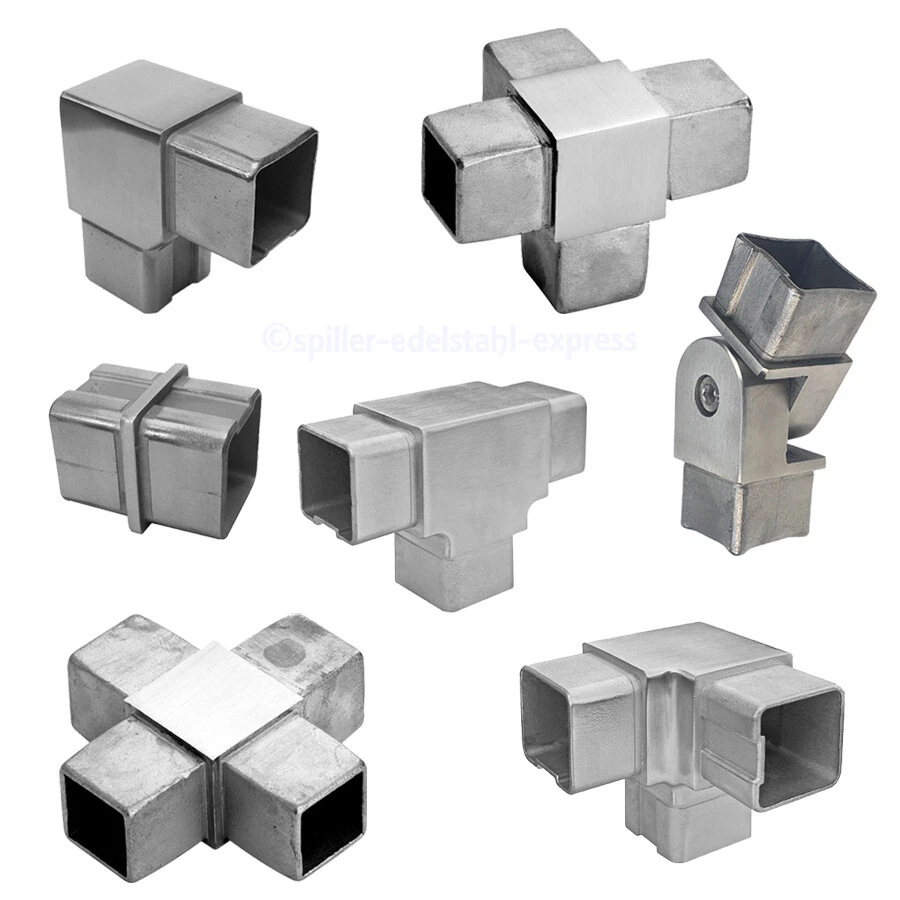 Edelstahl Quadratrohr Vierkantrohr 40x40x2 Verbinder Adapter Steckfitting Gelenk