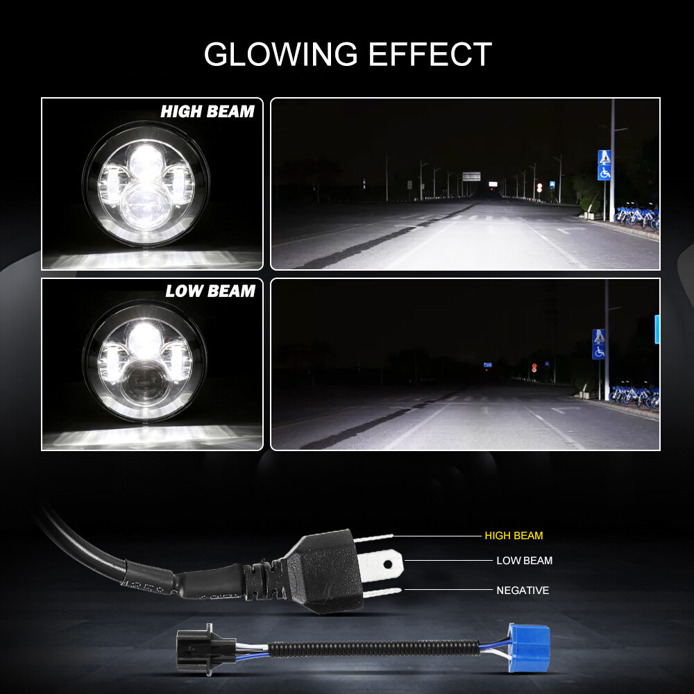 7" Inch 150W Chrome LED Headlight Hi/Lo Beam Lamp For Honda