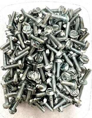 (1000) 6-32x1/2 Slot Thread Cutting Screw Type 1 Hex Flange Steel Self Tap Hard