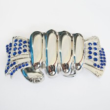 Fist Hand Full of Cash w/ Blue Rhinestones Metal Fashion Belt Buckle