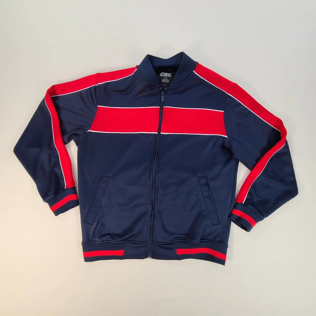 CSG Jacket Adult Large Blue Track Jacket Full Zip Outdoors Casual Mens