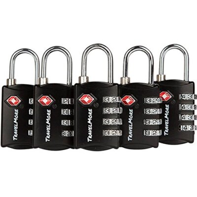5 Pack TSA Luggage Locks with 4 Digit Combination   Heavy Duty Set Your Own P...