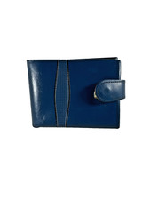 Vintage ROLFS Credit Card Bifold Wallet BlUE Cowhide Leather