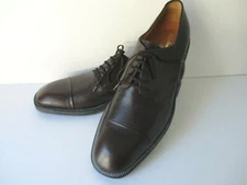 Salvatore Ferragamo Mens Oxford Shoes 11.5B Dark Brown Pebbled Leather