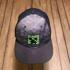 Minecraft Black Gamer Hat Green Block Face Xbox Snapback Adjustable Hat