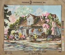 Marty Bell "Gomshall Flower Shop" Pegasus Needlepoint Canvas 19.5x15.75" 808