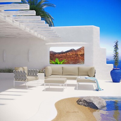 Modway Harmony 6 Piece Outdoor Patio Aluminum Sectional Sofa Set in White Beige