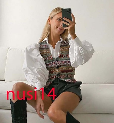 ZARA NEW WOMAN JACQUARD KNIT WAISTCOAT 
