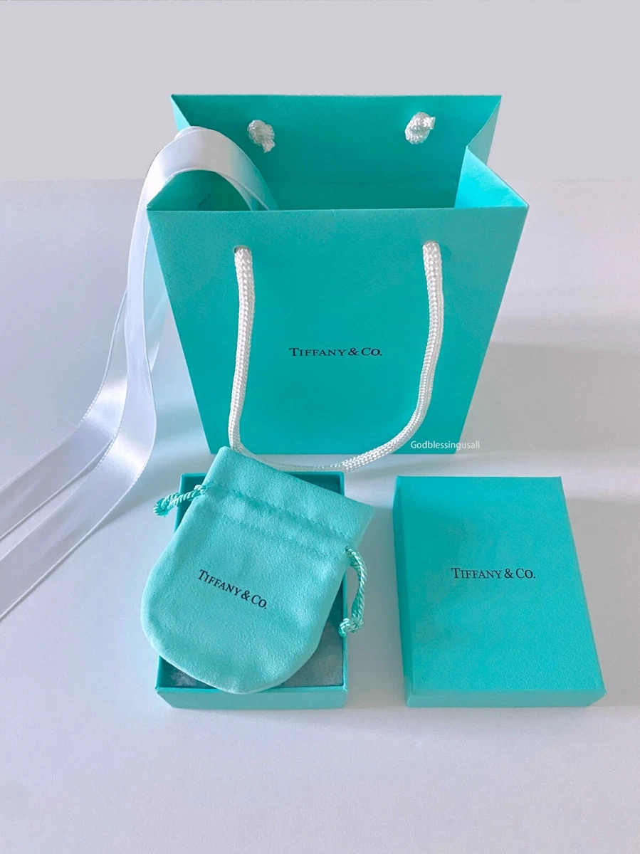 Tiffany Co. Empty Packaging Blue Box Pouch Ribbon Shopping Bag 4pc Set New