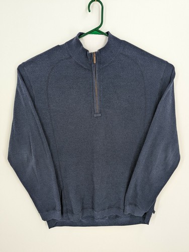 Men's Tommy Bahama 1/4 Zip Pullover Lightweight Sweater, Navy Blue, Large