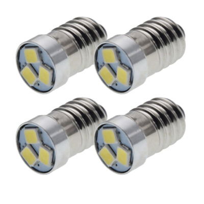 10-Pack E10 LED Bulbs – 3030 3SMD, 3V/6V/12V DC, White Light, 150 Lumen, 50,000-Hour Life