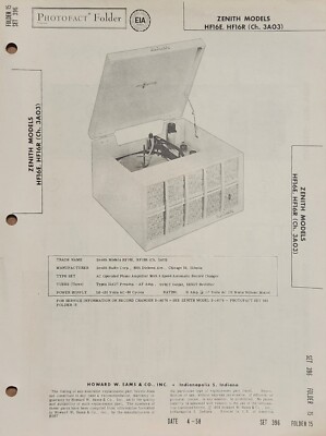 SAMS PHOTOFACT SERVICE MANUAL 396-15 ZENITH RECORD PLAYER HF16E HF16R 3A03