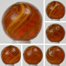 Handmade Gooseberry Marble, Amber Glass, 11/16 in, Good , Germany, S1422