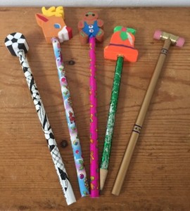 Mixed-Lot-5-Vtg-2-Pencils-Lisa-Frank-Designs-US-Supreme-Court-Festive-Erasers