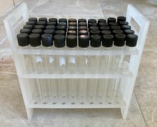 BEL-ART Rack with Test Tubes & Caps; 16MM, 50 PLACES, 8⅜ X 4½ X 8¾ IN., POLY-P