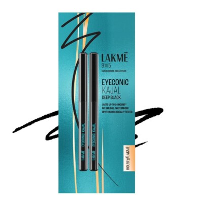 LAKMÉ Eyeconic Kajal Twin Pack, Black, 0.35g with 0.35g Matte Finish