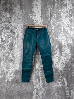 Burberry Pants 27 Womens Teal Blue Vegan Leather Skinny Westbourne Stretch  Ankle