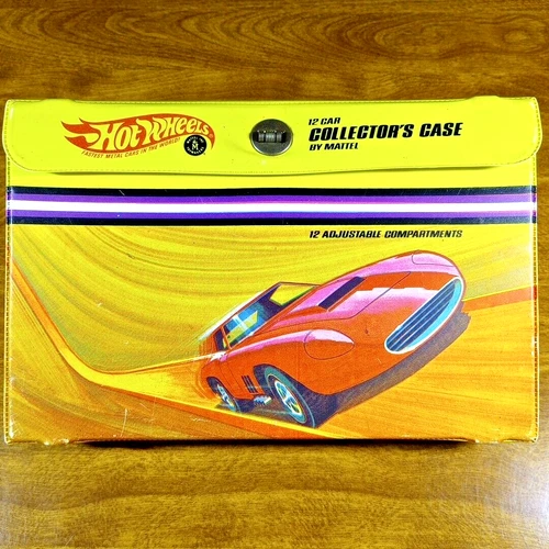 Hot Wheels Vintage Redline 12 Car Collector's Case Adjustable Yellow 1969 USA