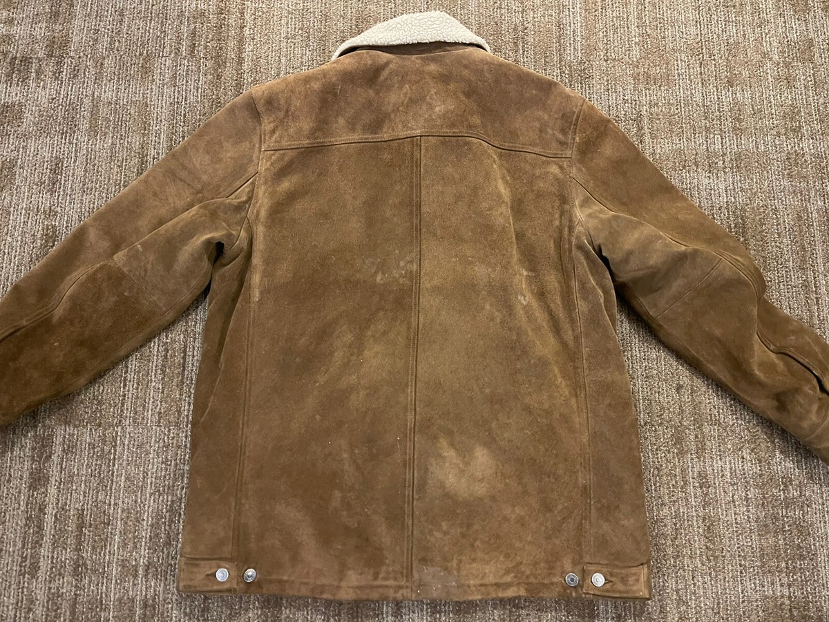 Gap Beige Leather Shearling Jacket Size XL | eBay