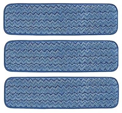 Pack of 3 Rubbermaid Hygen Microfiber 18'' Damp Room Mop Pads Q410 Blue Color
