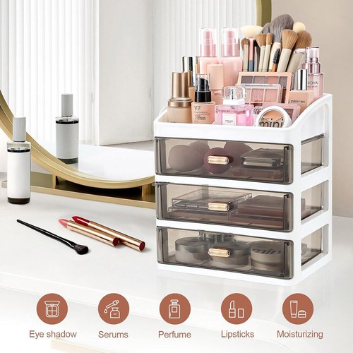 3Layer Cosmetic Organiser Storage Drawer Case Makeup Box for Home and Bathroom - Picture 3 of 9