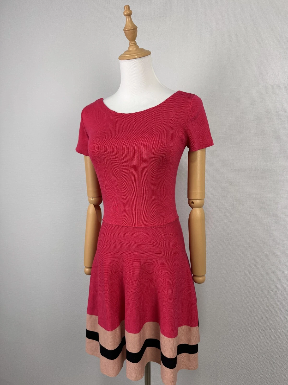 Abito ROSSO VALENTINO rosa eleganza girocollo manica corta maglia schiena aperta tg XS