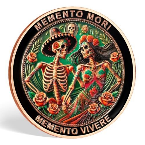 Moneda Memento Mori-Cráneo 3D Real -Día de Muertos-Ficha de Práctica Estoica Diaria Regalo - Imagen 19 de 24