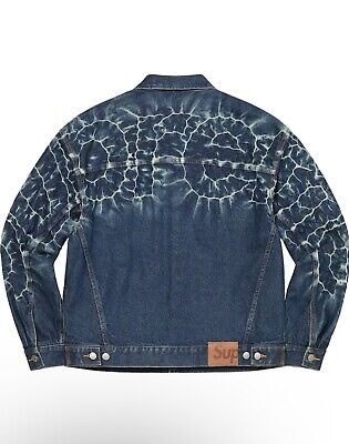 Supreme Shibori Denim Trucker Jacket Rigid Indigo Blue Size XL Brand New IN  HAND