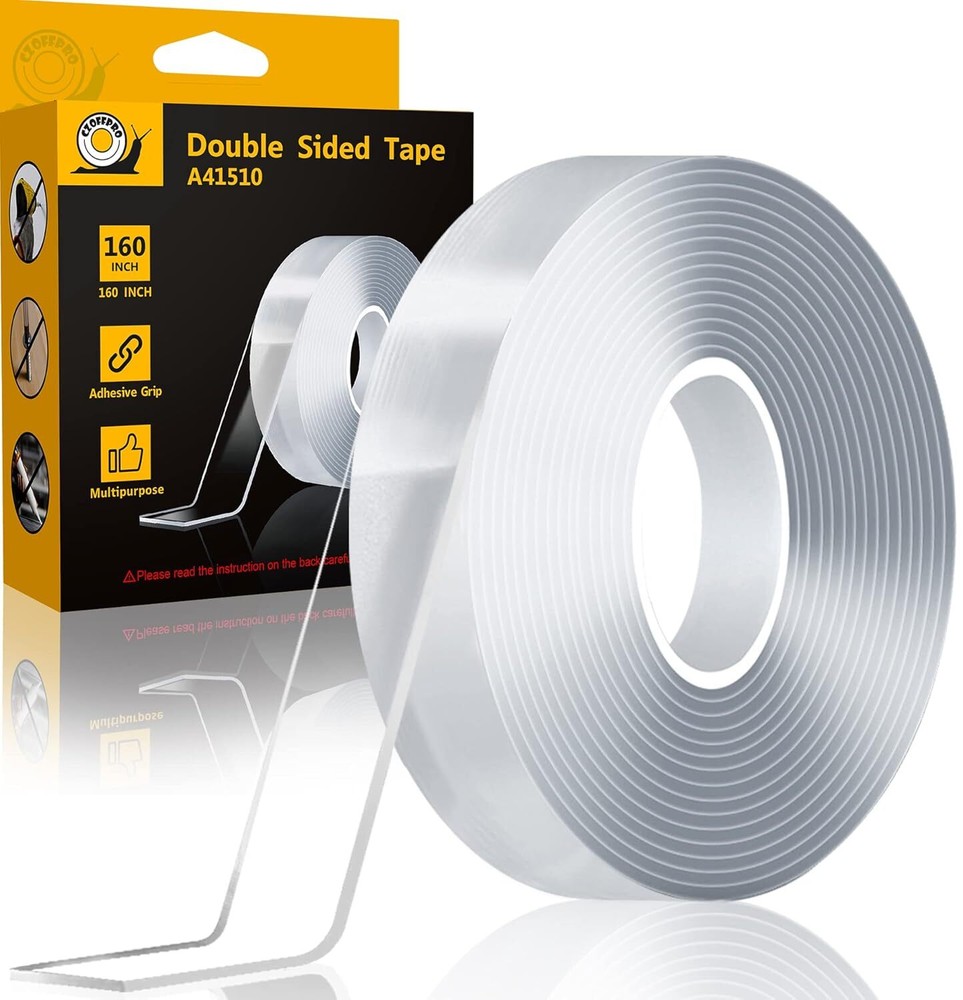 Double-Sided Heavy Duty Nano Tape - 0.59in x 160in, Strong Wall & Poster Tape