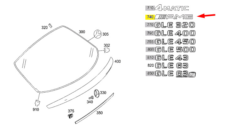 NEU MERCEDES-BENZ GLE COUPE C292 HECKKLAPPEN AMG ABZEICHEN  