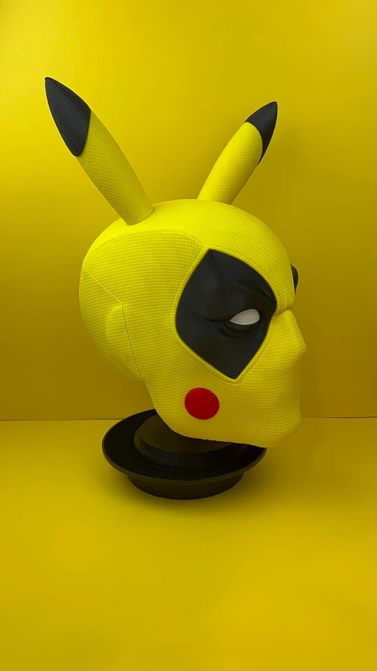 Pikachu Deadpool Mashup Mask with Magnetic - Fun cosplay - Image 4 of 4