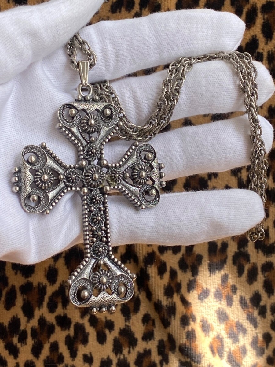 Vintage SARAH COVENTRY Limited Edition Large Big Cross Pendant