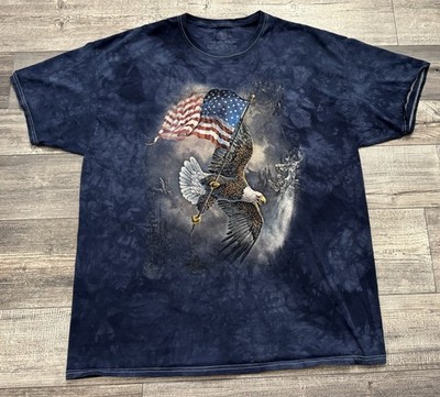 The Mountain American Flag Eagle Independence Day Graphic Tie Dye Shirt Mens 2XL