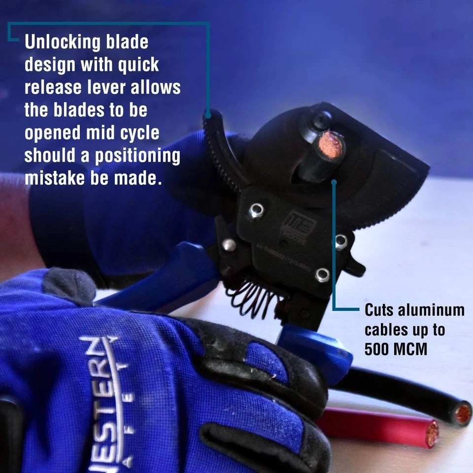 TEMCo TH0035 Resistente 500 MCM Trinquete Alambre y Cortador de Cable para Cobre y Al Foto 4 de 4