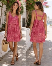 WHBM coral snake print overlay Short Sleeveless dress size small