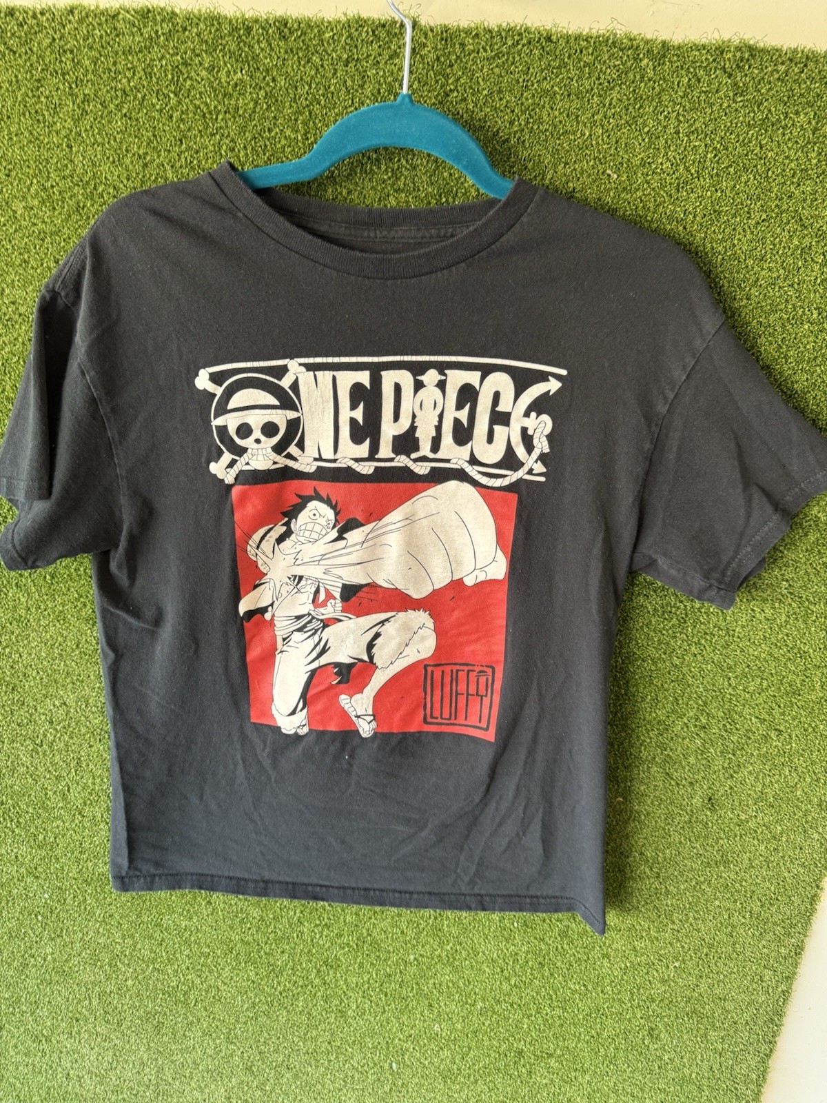 Ripple Junction One Piece Shirt Mens M Luffy Graphic Red Panel Black Cotton
