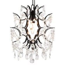 Modern Mini Crystal Chandelier, Iron Black Crystal Raindrops Design Small Cha...